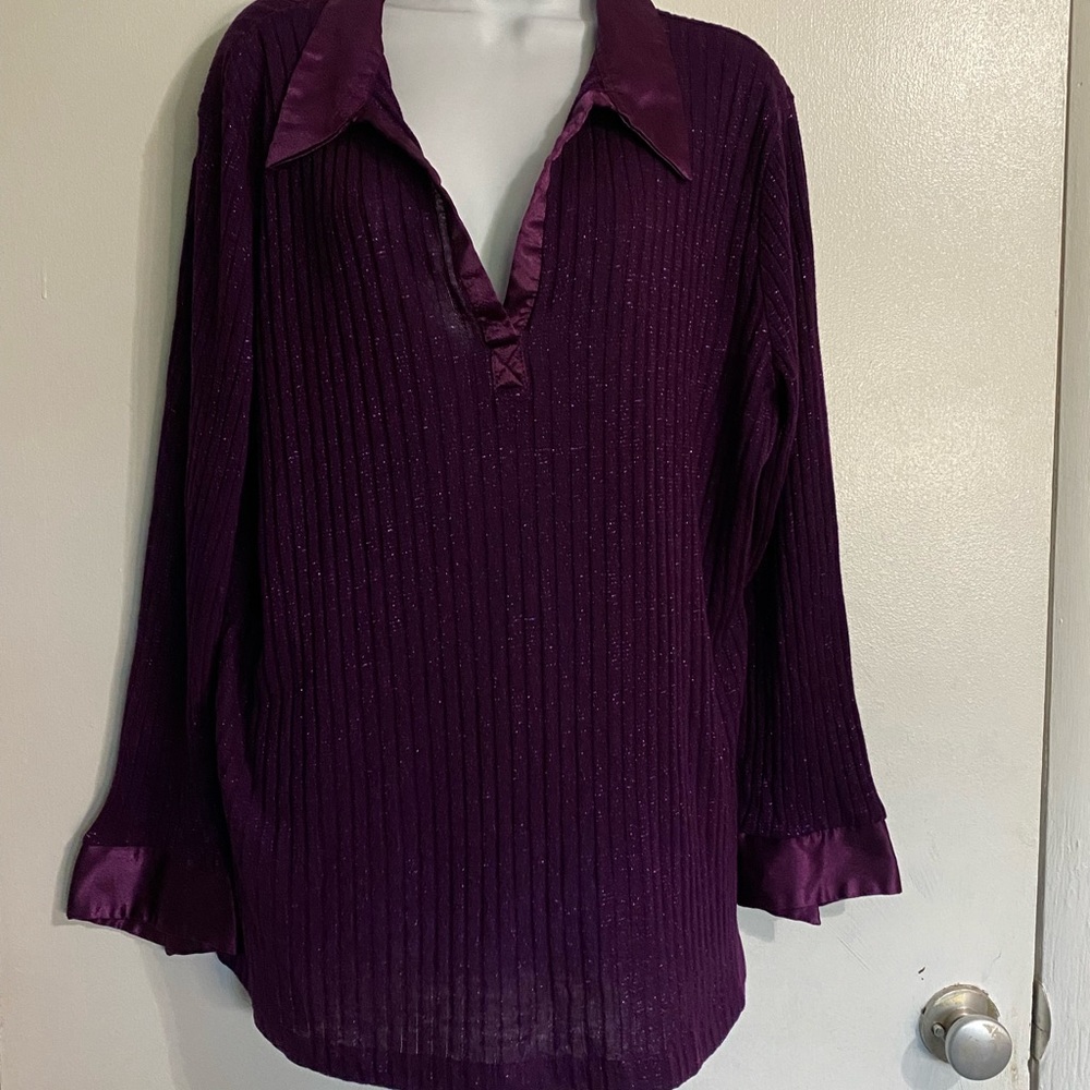 Jaclyn Smith purple glitter womens sweater top size 3x